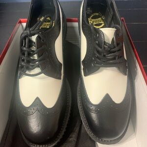 Demonia Black and White Creeper Shoes Classic Design